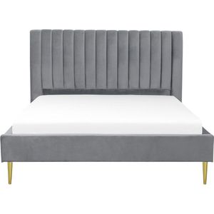 MARVILLE - Tweepersoonsbed - Grijs - 160 x 200 cm - Fluweel