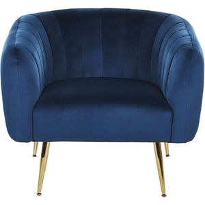 Beliani LACONIA - Fauteuil-Blauw-Fluweel