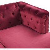 FLEN - Chesterfield hoekbank - Rood - Linkerzijde - Fluweel