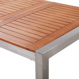 Beliani GROSSETO - Eettafel-Lichte houtkleur-RVS, Eucalyptushout