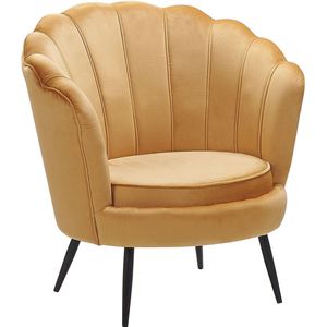 Beliani LOVIKKA - Armchair - Geel - Fluweel