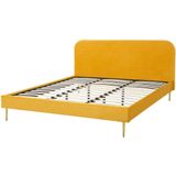 FLAYAT - Tweepersoonsbed - Geel - 180 x 200 cm - Fluweel