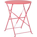 Balkonset rood staal tafel en 2 stoelen opklapbaar