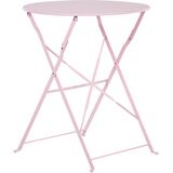 Balkonset roze staal tafel en 2 stoelen opklapbaar