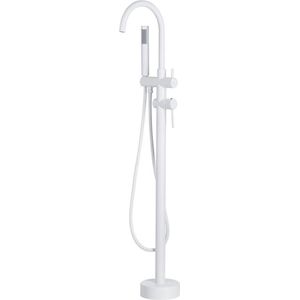 Beliani - Duscharmatur Armatur Freistehend Mischer Wasserhahn Dusche Set Brause matt weiss Edelstahl Messing Kunststoff Modern