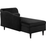 Beliani LUIRO - Chaise longue - Zwart - Rechterzijde - Fluweel