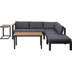 Beliani - MESSINA - Loungeset voor 5 - Zwart - Aluminium