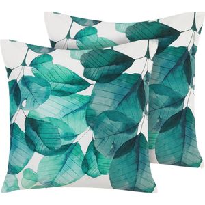 Beliani TREBBO  - Tuinkussen set van 2 - Groen - 45 x 45 cm - Polyester