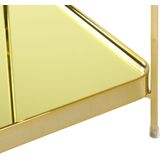 Bijzettafel goud gehard glas tafelblad metaal poten met plank glanzend glamour