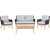 Beliani MERANO - Loungeset voor 4 - Grijs - Acaciahout