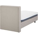 Platform bed beige 80 x 200 cm elektrisch praktisch met afstandsbediening verstelbare comfortabele zitpositie slaapkamer kinderkamer modern