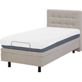 Platform bed beige 80 x 200 cm elektrisch praktisch met afstandsbediening verstelbare comfortabele zitpositie slaapkamer kinderkamer modern