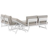 Loungeset met salontafel beige aluminium 4-zits verstelbare zitting