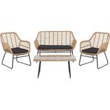 Beliani MINORI - Loungeset voor 4 - Beige - PE rotan