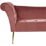 NANTILLY - Chaise longue - Roze - Symmetrisch - Fluweel