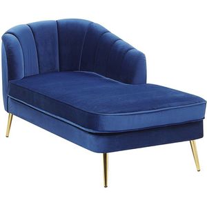 ALLIER - Chaise longue - Blauw - Linkerzijde - Fluweel