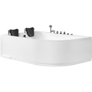 Whirlpool badkuip Wit Rechts 180 x 120 cm met LED-verlichting SPA Modern