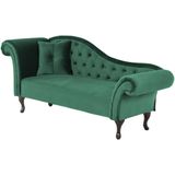 Beliani LATTES - Chaise longue van donkergroen fluweel met klassiek Chesterfield design