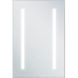 Spiegelkast wit/zilver glas multiplex MDF met LED-verlichtingstrips aan de zijkant soft-close 2 planken 40 x 60 cm modern