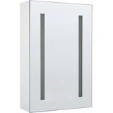 Spiegelkast wit/zilver glas multiplex MDF met LED-verlichtingstrips aan de zijkant soft-close 2 planken 40 x 60 cm modern