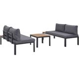 Loungeset Grijs Kunsthout Aluminium 4-Zits incl. Salontafel en Kussens Modern Terras Buiten