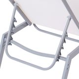 Ligstoel wit staal verstelbare rugleuning UV-bestendig