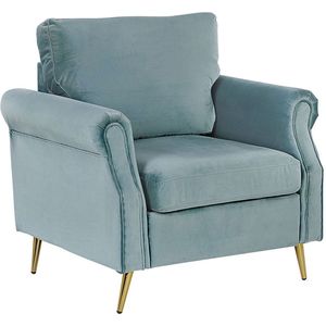 Beliani - Sessel Grün Samtstoff mit Goldenenbeinen/ Armlehnen in Retro-Stil Wohnzimmer Salon Flur Skandinavisch Modern
