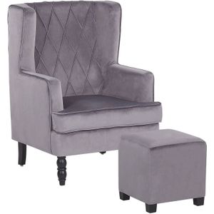 Beliani SANDSET - Fauteuil - Grijs - Fluweel