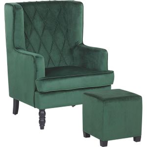 Beliani SANDSET - Fauteuil - Groen - Fluweel