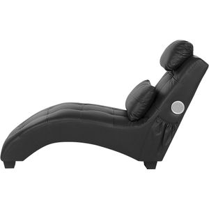 Chaise longue zwart kunstleer ingebouwde Bluetooth-luidspreker USB-oplader