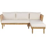 Beliani CREMONA - Loungeset voor 4 - Lichte houtkleur/Creme - Acaciahout