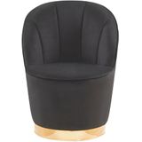 Fauteuil zwart fluweel goudmetalen onderstel ronde accent kuipstoel glam retro woonkamer