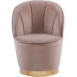 Fauteuil beige fluweel goudmetalen onderstel ronde accent kuipstoel glam retro woonkamer