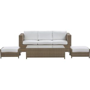 Beliani BELLUNO - Loungeset voor 5 - Wit - PE rotan