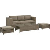 Beliani BELLUNO - Loungeset voor 5 - Bruin - PE rotan