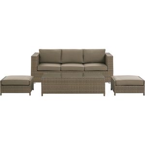 Beliani BELLUNO - Loungeset voor 5 - Bruin - PE rotan