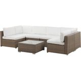 Beliani BELVEDERE - Loungeset voor 6 - Bruin/Wit - PE rotan