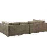 Loungeset met Salontafel Beige/Bruin Wicker Aluminium 4-zits Glazen Tafelblad Kussens