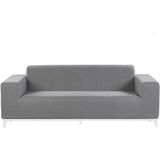 Loungeset driezitsbank 2 fauteuils salontafel grijs polyester metaal 5-zits witte poten