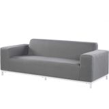 Loungebank grijs polyester aluminium metaal 3-zits witte poten