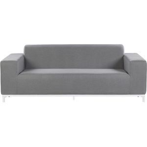 Loungebank grijs polyester aluminium metaal 3-zits witte poten