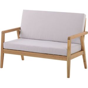 Loungeset tweezitsbank 2 fauteuils met salontafel grijs acaciahout polyester 4-zits kussens