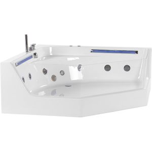 Whirlpool badkuip Wit 211 x 150 cm hoekmodel met LED met 7 kleuren Sanitair Acryl Badkamer