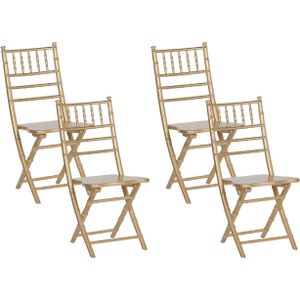 Esszimmerstuhl 4er Set Gold Buchenholz Sperrholz Klappbar Modern