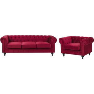 CHESTERFIELD - Bankenset - Rood - Fluweel