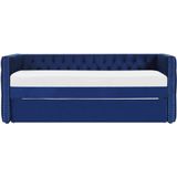 Beliani GASSIN - Onderschuifbed - Blauw - Fluweel