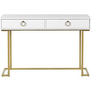 Console Tafel Wit /Goud MDF Panel metalen frame rechthoekige woonkamer slaapkamer hal Modern Design Glamour stijl