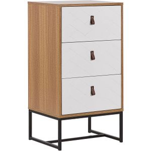 Moderne Kommode Heller Holzfarbton / Weiß 3 Schubladen mdf- Platte Metall für Schlafzimmer für Wohnzimmer