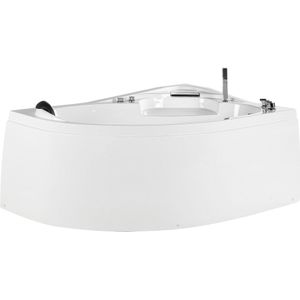 Whirpool Badkuip Wit Links 150 x 100 cm Sanitair Acryl met LED-verlichting Massagefunctie Lichttherapie SPA Modern Ontwerp