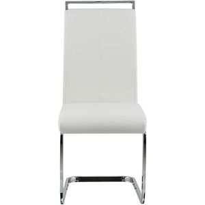 Set van 2 sledestoelen eetkamer vergaderzaal gestoffeerd kunstleer hoge rugleuning wit frame zilverkleurig metaal Greedin
